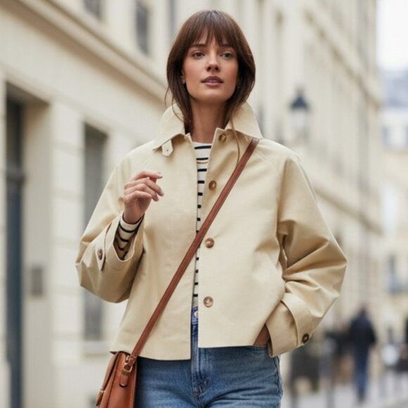 Tuckernuck Jackets & Blazers - Tuckernuck Drew Short Trench Coat Khaki Cropped Jacket M NWT